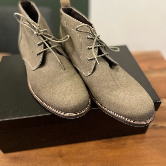 B2 (Browns) Army Green Denim Mens Dress Boots - Picture 4 of 5